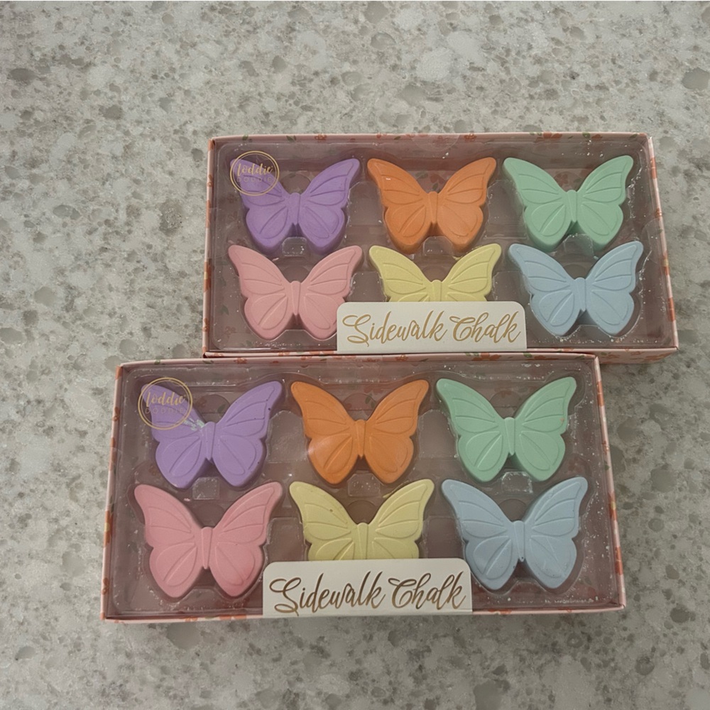 New” Loddie Doddie Sidewalk Chalk Butterfly 2 Boxes- Pastel Multi-Color